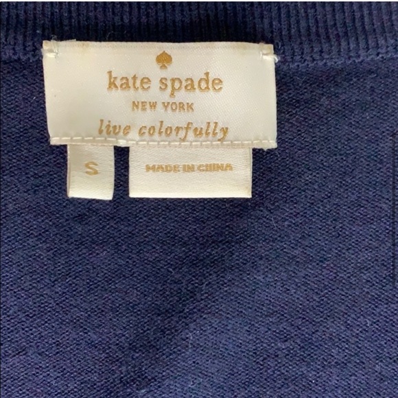 Kate Spade Navy Pearl Embellished Cardigan sweater small women’s top - Picture 4 of 8